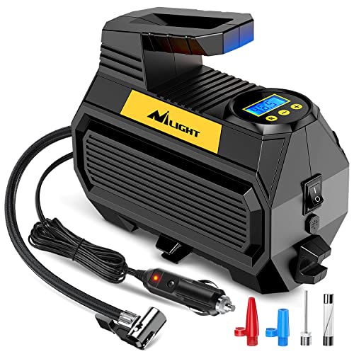 Nilight Tire Inflator Air Compressor Portable Air Pump for 12V DC Car Tires with Digital Pressure Gauge 150PSI Auto Tire Pump with LED Light for Cars ATVs Bicycles,  Only $29.15