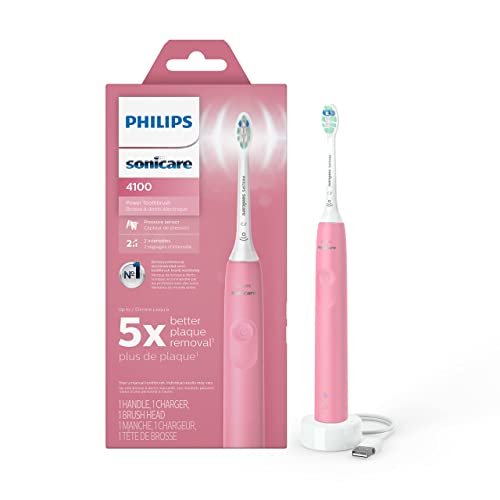 Philips Sonicare 4100 Power Toothbrush, Rechargeable Electric Toothbrush with Pressure Sensor, Deep Pink HX3681/26, List Price is $49.96, Now Only $35.28