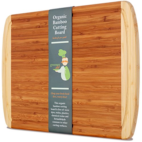 Organic Extra Large Bamboo Cutting Board with Lifetime Replacements - Extra Large Wood Cutting Board - Bamboo Chopping Board for Meat Cheese and Vegetables Only $14.13