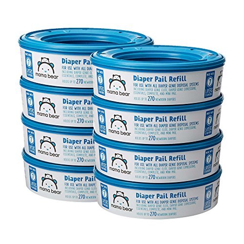 Amazon Brand - Mama Bear Diaper Pail Refills for Diaper Genie Pails, 270 Count (Pack of 8),  Only $24.69