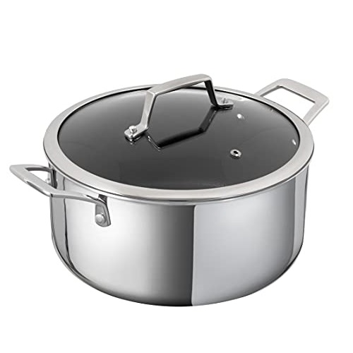 Kuhn Rikon Peak Safe Non-Stick Induction Dutch Oven with Glass Lid, 5 liter/24 cm, Silver, Now Only $80.09