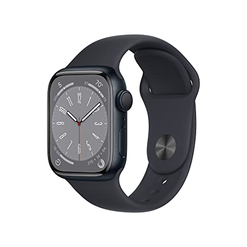 Apple Watch Series 8 [GPS 41mm] Smart Watch w/ Midnight Aluminum Case with Midnight Sport Band - M/L. Fitness Tracker, Blood Oxygen & ECG Apps, Always-On Retina Display, Only $399