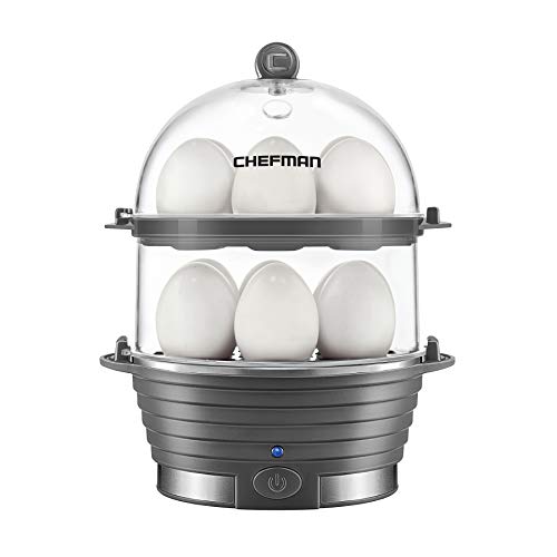 Chefman Electric Egg Cooker Boiler, Rapid Egg-Maker & Poacher, Food & Vegetable Steamer, Quickly Makes 12 Eggs, Hard or Soft Boiled, Poaching and Omelet Trays Included,  Only $15.80