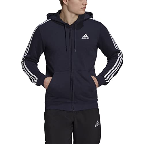 adidas Men's Essentials French Terry 3-Stripes Full-Zip Hoodie, List Price is $65, Now Only $18.6, You Save $46.40 (71%)