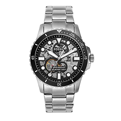 史低价！Fossil化石 FB-01 镂空 男士 不锈钢 机械手表，原价$230.00，现仅售$115.90，免运费！