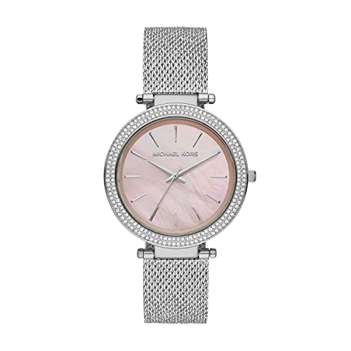 Michael Kors Darci系列 MK4518 水晶镶粉色珍珠母贝 女士腕表，原价$250.00，现仅售$107.98，免运费！