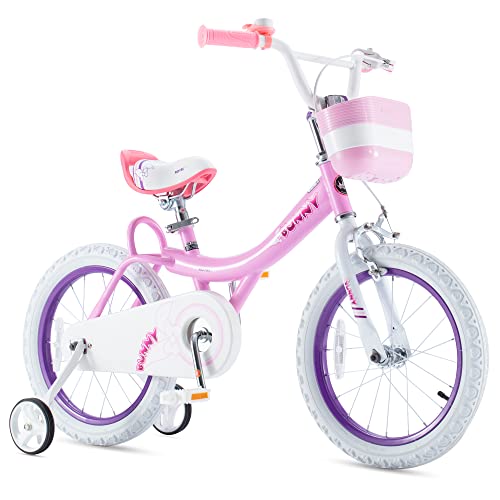 RoyalBaby Kids Girls Bike Bicycle with Basket Training Wheels 12 Inch Bunny Pink, Now Only $79.19