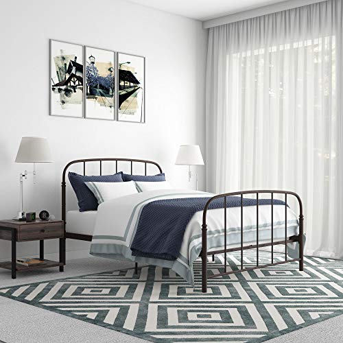 DHP Lafayette Metal Platform Bed with Rustic Style Curved Headboard and Footboard, Adustable Base Height for Underbed Storage, No Box Spring Needed, Queen, Bronze,  Only $118.99