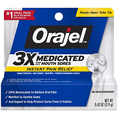 Orajel 3X for Mouth Sores: Maximum Strength Gel Tube 0.42oz- from #1 Oral Pain Relief Brand- Orajel for Instant Pain Relief, List Price is $8.99, Now Only $5.27