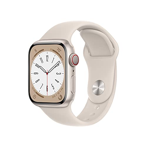 Apple Watch Series 8 [GPS + Cellular 41mm] Smart Watch w/ Starlight Aluminum Case with Starlight Sport Band - M/L. Fitness Tracker, Blood Oxygen & ECG Apps, Always-On Retina Display,  Only $399