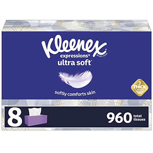 Kleenex Expressions Ultra Soft Facial Tissues, Soft Facial Tissue, 8 Flat Boxes, 120 Tissues per Box, 3-Ply (960 Total Tissues), List Price is $15.79, Now Only $12.02