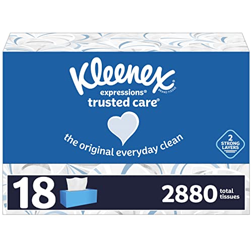 Kleenex Expressions Trusted Care Facial Tissues, 18 Flat Boxes, 160 Tissues per Box, 2-Ply (2,880 Total Tissues), Now Only $24.20