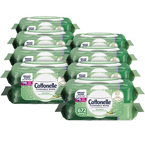 Cottonelle GentlePlus Flushable Wet Wipes with Aloe & Vitamin E, Adult Wet Wipes, 16 Flip-Top Packs (8 Packs of 2), 672 Total Wipes, List Price is $30.99, Now Only $18.40