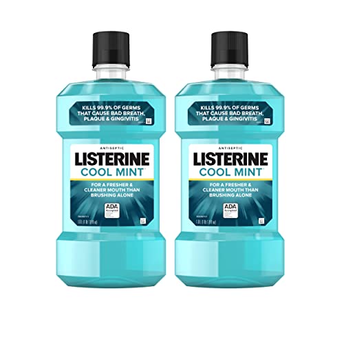Listerine Cool Mint Antiseptic Mouthwash to Kill 99% of Germs That Cause Bad Breath, Plaque and Gingivitis, Cool Mint Flavor, 1 L (Pack of 2), List Price is $15.98, Now Only $11.38