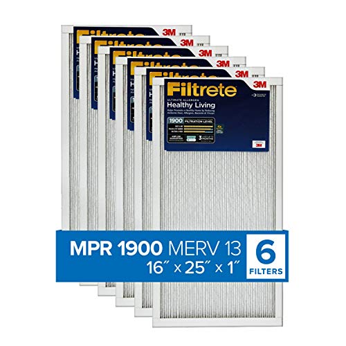 Filtrete 16x25x1, AC Furnace Air Filter, MPR 1900, Healthy Living Ultimate Allergen, 6-Pack (exact dimensions 15.69 x 24.69 x 0.78), List Price is $134.99, Now Only $74.27