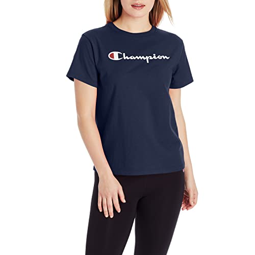 Champion Women's Tee Shirt, Classic Crewneck Tee Shirt, Best Cotton Crewneck Tee Shirt for Women, Script Logo, List Price is $25.00, Now Only $8.00, You Save $17.00 (68%)