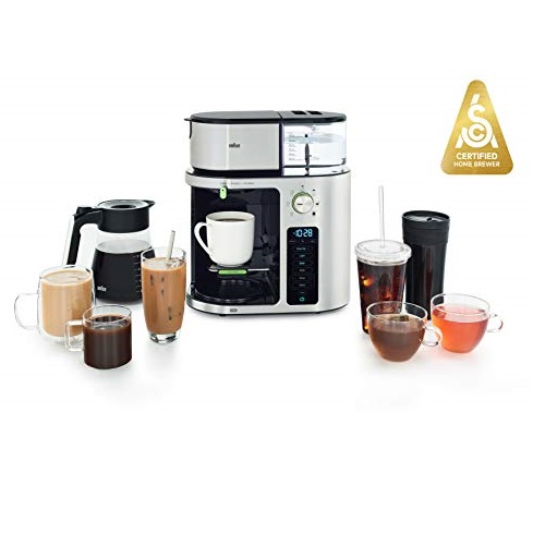 Braun MultiServe Coffee Machine 7 Programmable Brew Sizes / 3 Strengths + Iced Coffee & Hot Water for Tea, Glass Carafe (10-Cup), Stainless Steel, KF9170SI, List Price is $299.95, Now Only $139.54