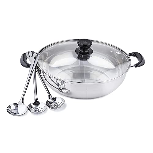 TAYAMA Stainless Steel Hot Pot With Divider, Silver, 11 inch, List Price is $34.99, Now Only $20.50