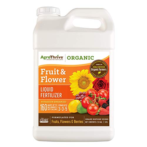 AgroThrive Fruit and Flower Organic Liquid Fertilizer - 3-3-5 NPK (ATFF1320) (2.5 Gal) for Fruits, Flowers, Vegetables, Greenhouses and Herbs, List Price is $62.97, Now Only $39.81