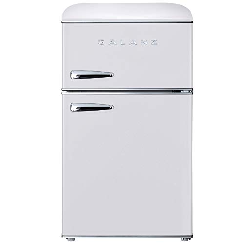 Galanz GLR31TWEER Retro Compact Refrigerator, Mini Fridge with Dual Doors, Adjustable Mechanical Thermostat with True Freezer, White, 3.1 Cu FT, List Price is $249.00, Now Only $142.19