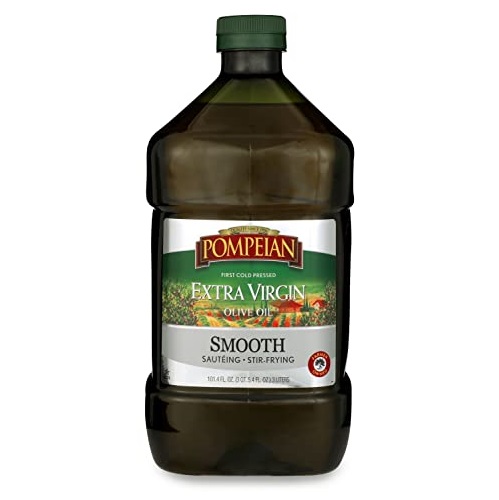 Pompeian Smooth Extra Virgin Olive Oil, First Cold Pressed, Mild and Delicate Flavor, Perfect for Sauteing and Stir-Frying, Naturally Gluten Free, Non-Allergenic, Non-GMO, 101 Fl Oz., Only $23.54
