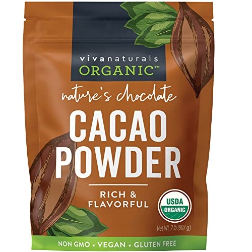 Organic Cacao Powder, - Unsweetened Cacao Powder With Rich Dark Chocolate Flavor, Perfect for Baking & Smoothies, Non-GMO, Certified Vegan & Gluten-Free, 907 g,2 Pound, only $9.21