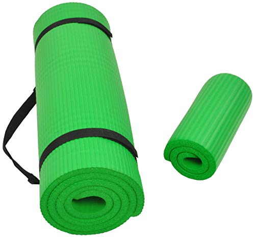 BalanceFrom GoYoga+ All-Purpose 1/2-Inch Extra Thick High Density Anti-Tear Exercise Yoga Mat and Knee Pad with Carrying Strap (Green),  Only $14.08