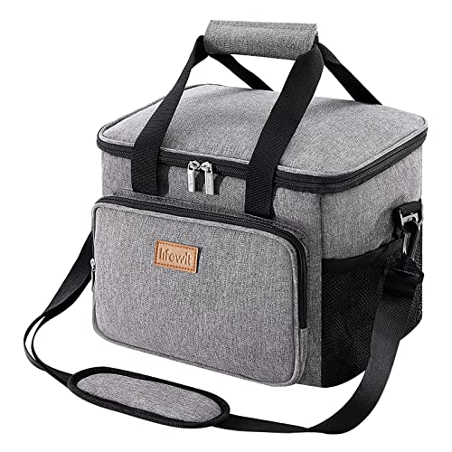 Lifewit Large Lunch Bag 24-Can (15L) Insulated Lunch Box Soft Cooler Cooling Tote for Adult Men Women, Grey