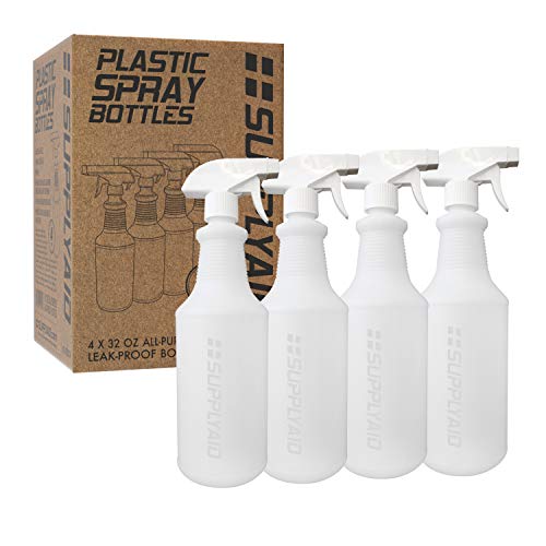 SupplyAid Heavy Duty Leak Proof Professional Spray Bottle, All-Purpose For Cleaning and Plant Use, HDPE Sprayer, Adjustable Non-Clogging Nozzle, Pressurized Sprayer, 4-Pack, Now Only $4.08