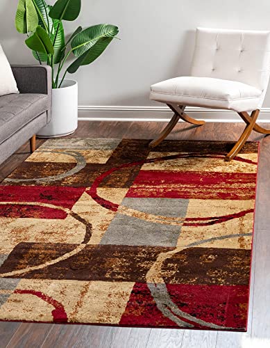 Unique Loom Barista Collection Modern, Abstract, Vintage, Distressed, Urban, Geometric, Rustic, Warm Colors Area Rug, 9 ft x 12 ft, Multi/Beige, List Price is $207.15, Now Only $107.24