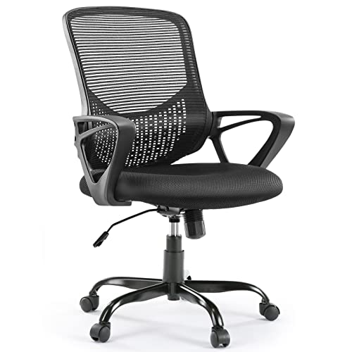 AFO Home Office Chair - Ergonomic Adjustable Swivel Chair with Lumbar Support, Padded Armrests, Breathable Mesh Back - Mid-Back Rolling Computer Desk Chair - 250lbs Capacity Only $56.94