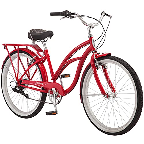 Schwinn Sanctuary 7 Comfort Cruiser Bike, Featuring Retro-Styled 16-Inch/Small Steel Step-Through Frame and 7-Speed Drivetrain with Front and Rear Fenders, Rear Rack, and 26-Inch Wheels, $95.60