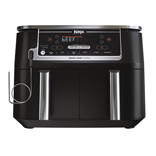Ninja DZ550 Foodi 10 Quart 6-in-1 DualZone Smart XL Air Fryer with 2 Independent Baskets, Smart Cook Thermometer for Perfect Doneness, Match Cook & Smart Finish to Roast, Dehydrate  Only $129.99
