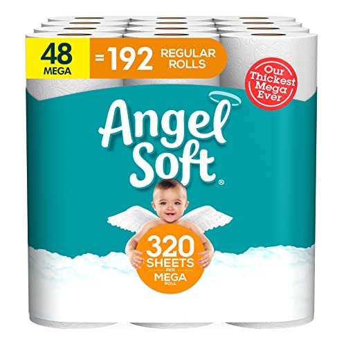 Angel Soft 厕所卫生纸，48 Mega Rolls 超大卷，相当于192普通卷，原价$33.49，现仅售 $30.92 ，免运费！可获得$5.50购物信用!
