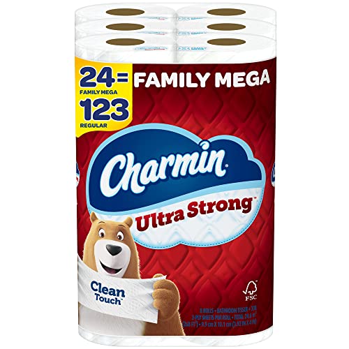 Charmin Ultra Strong Clean Touch Toilet Paper, 24 Family Mega Rolls = 123 Regular Rolls, List Price is $34.47, Now Only $25.13