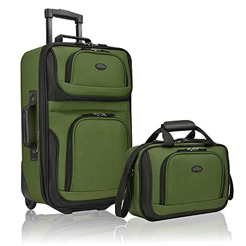 速抢！U.S. Traveler 牛津帆布可扩展登机行李箱  + 旅行包 2件套，原价$69.99，现仅售$27.24，免运费！