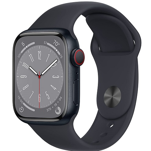 Apple Watch Series 8 [GPS + Cellular 41mm] Smart Watch w/ Midnight Aluminum Case with Midnight Sport Band - M/L. Fitness Tracker, Blood Oxygen & ECG Apps, Always-On Retina Display,  only $389.00