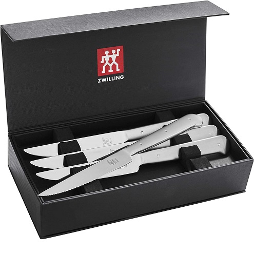ZWILLING Porterhouse Stainless Steel 8-pc Steak Knife Set with Black Presentation Case, silver, only $59.94