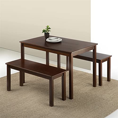 Zinus Juliet Espresso Wood Dining Table with Two Benches / 3 Piece Set, Table and Bench Set, only $119.50