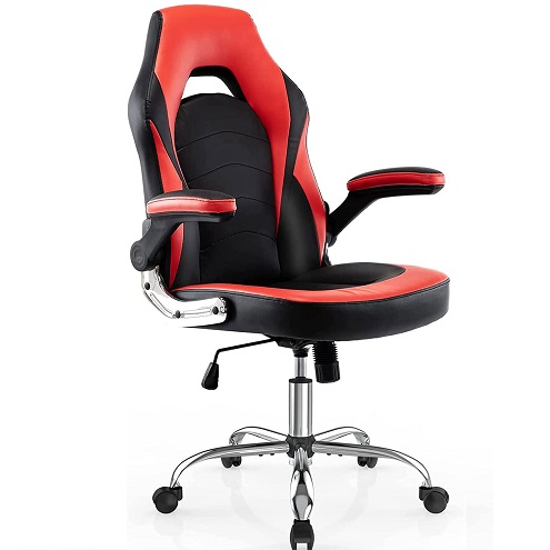 Smugdesk C-3595 Ergonomic High Back Rolling Gaming/Home Office Computer Chair with Durable PU Leather Padded Cushions, Black & Red, only $46.63