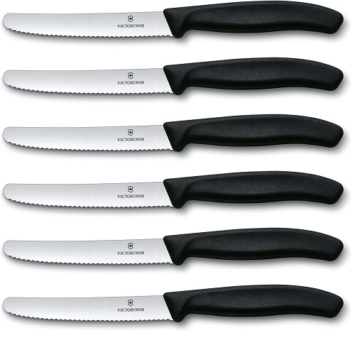 Victorinox Swiss Army Cutlery Swiss Classic Serrated Steak Knife Set, Round-tip, 4.5-Inch, 6-Piece, only $24.03
