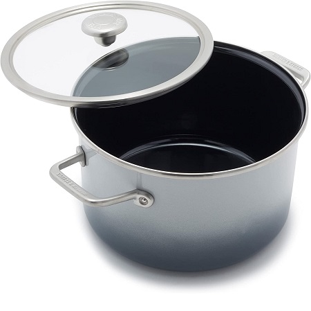 Merten & Storck European Crafted Steel Core Enameled Cookware, 6.3QT Stock Pot with Lid, Induction, PFAS & PTFE Free, Dishwasher Safe, Oven & Broiler Safe, Cloud Grey, only $25.62