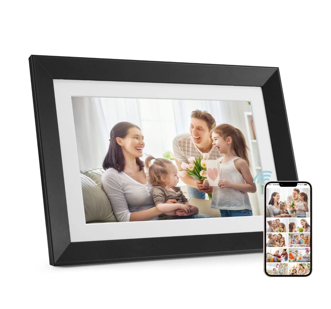 Digital Picture Frame, Benibela 10.1-Inch WiFi Smart Cloud Photo Frame with 1280*800P IPS Touch Screen, 32GB Storage HD Display for Auto-Rotate Slideshow Sharing Photo Video Anywhere via Email App USB