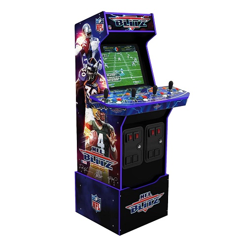 Arcade1Up NFL Blitz Legends Arcade Machine, 4-Foot — 4 Player Arcade Game Machine for Home, Live WiFi Enabled — Includes Branded Arcade Game Riser, Light-Up Marquee, and 49 Way Joystick, only $479.0