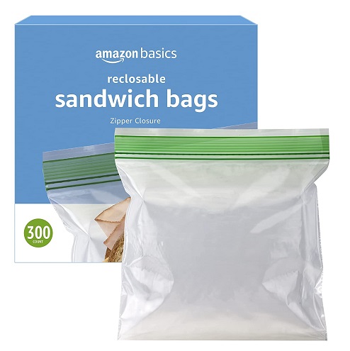 Amazon Basics 三明治/零食袋，300个，现仅售$6.11 ，免运费！
