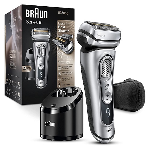 Braun Electric Razor for Men With Precision Beard Trimmer, Rechargeable, Wet & Dry Foil Shaver, Clean & Charge Station & Travel Case, 9290 Silver, 3 Piece Set, only $239.94