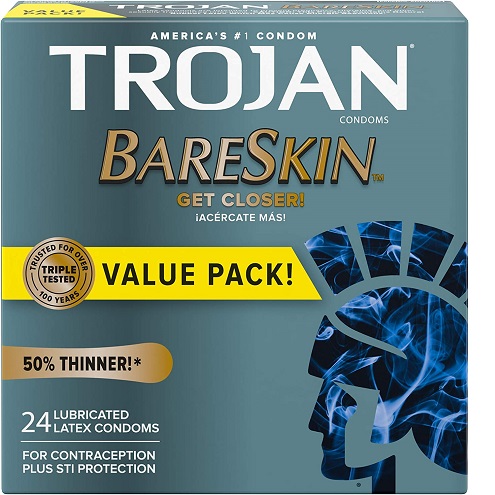 Trojan Bareskin Thin Premium Lubricated Condoms - 24 Count, only $8.62