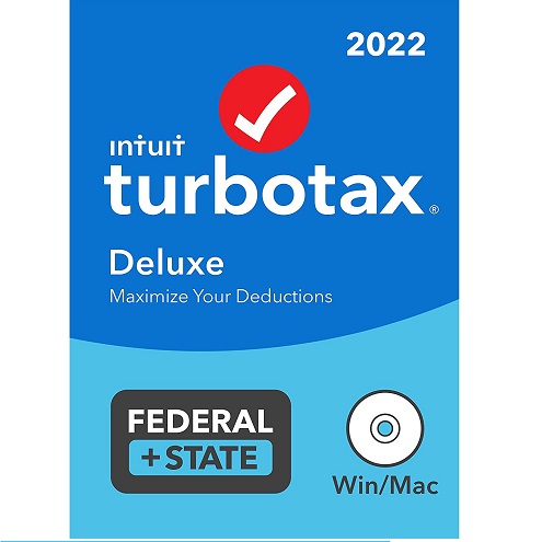 TurboTax Deluxe 2022 Tax Software, Federal and State Tax Return, [Amazon Exclusive] [PC/MAC Disc], only $45.99