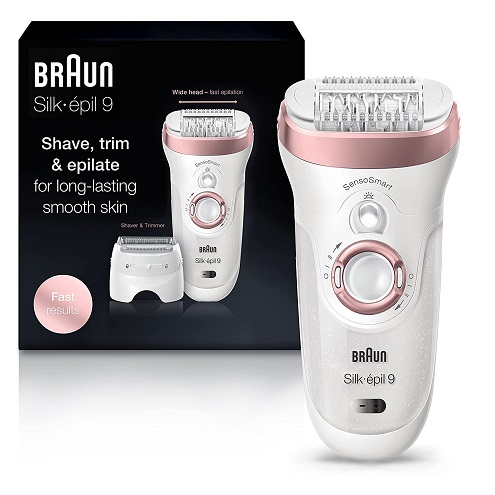 Braun Epilator Silk-épil 9 9-720, Hair Removal for Women, Wet & Dry, Womens Shaver & Trimmer, Cordless, Rechargeable, only $74.94