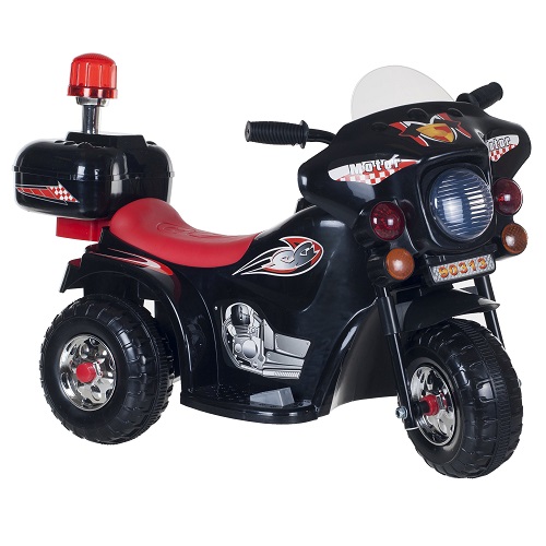 Kids' Electric Motorcycle - 3-Wheel Battery-Powered Ride-On Trike for Ages 3 to 6 with Police Decals, Reverse, and Headlights by Lil' Rider (Black), List Price is $114.99, Now Only $61.21